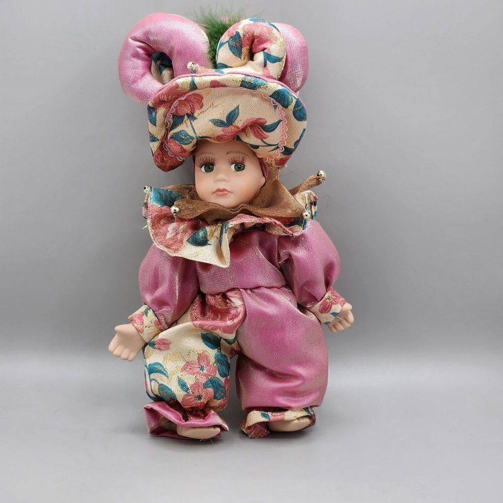 Italian Venetian Porcelain Carnival Harlequin Doll 11 inches